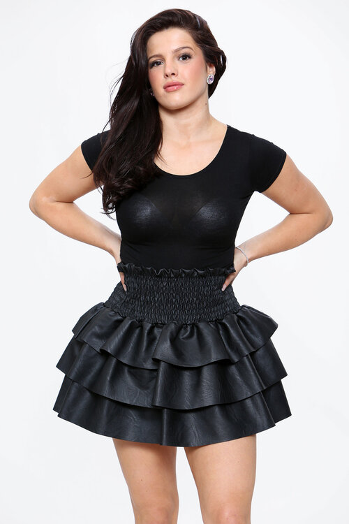Black Womens Vegan Leather Mini Skirt