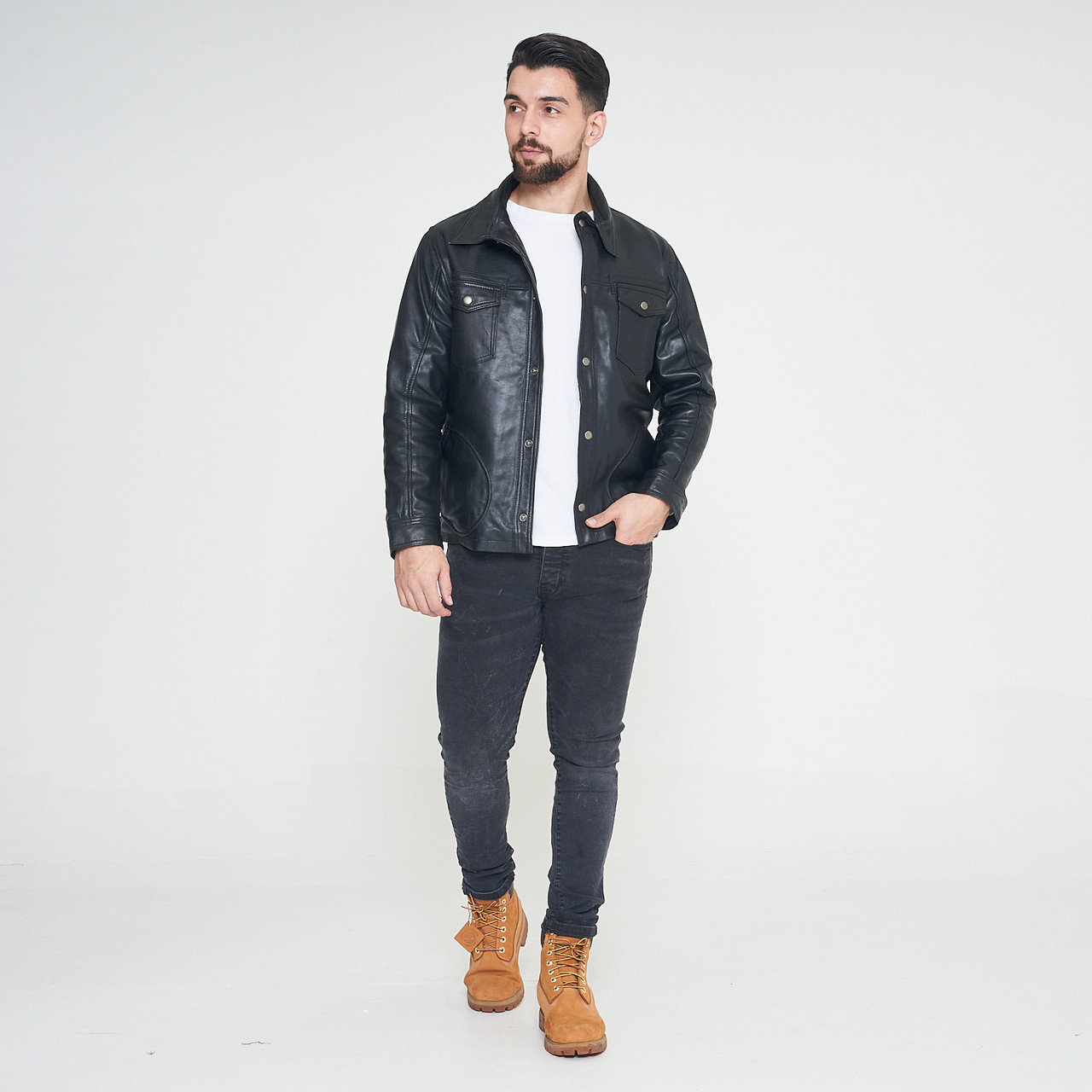 Black Waxed Leather Shirt
