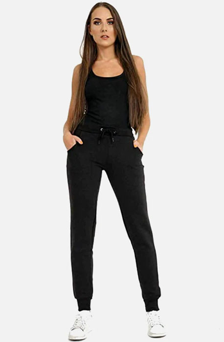 Black Women Slim Fit Fleece Trouser