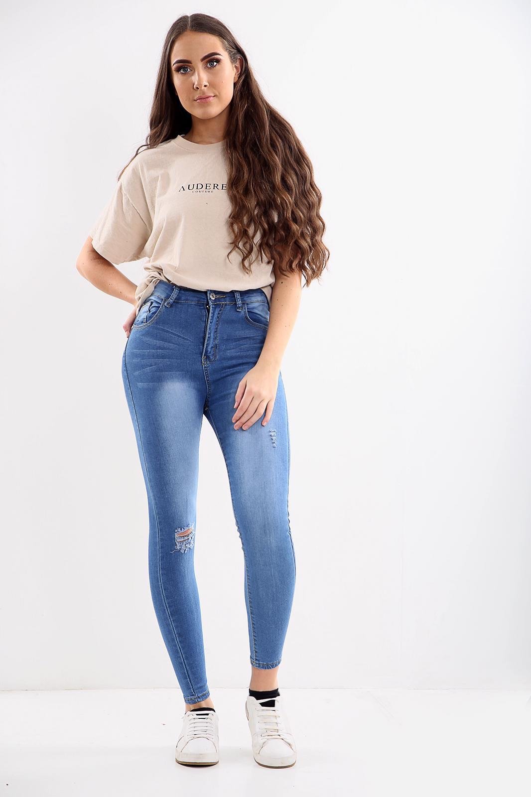 Blue Ladies High waisted jeans
