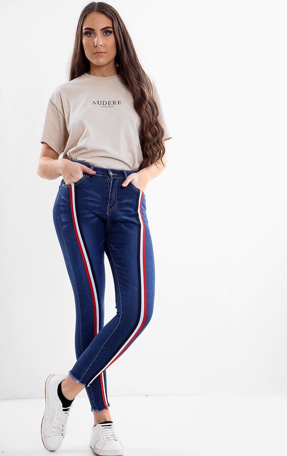 blue high waisted jeans women's