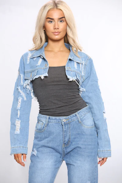 Blue New Distressed Denim Jacket