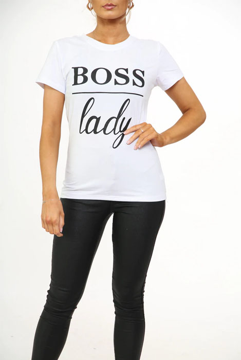 Boss Lady Slogan Print T-Shirt