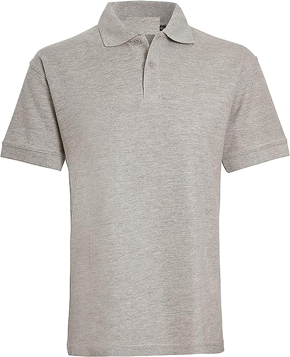 Boys & Girls Unisex Plain Cotton Polo Shirts Back to School Uniform Summer Age 5-14 Years-grey