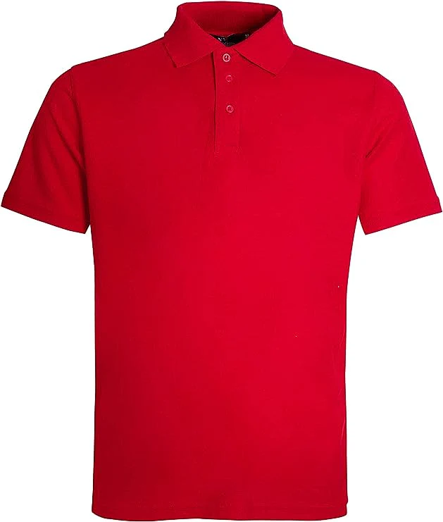 Boys & Girls Unisex Plain Cotton Polo Shirts Back to School Uniform Summer Age 5-14 Years-Red