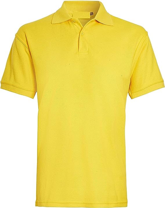 Boys & Girls Unisex Plain Cotton Polo Shirts Back to School Uniform Summer Age 5-14 Years-Yellow