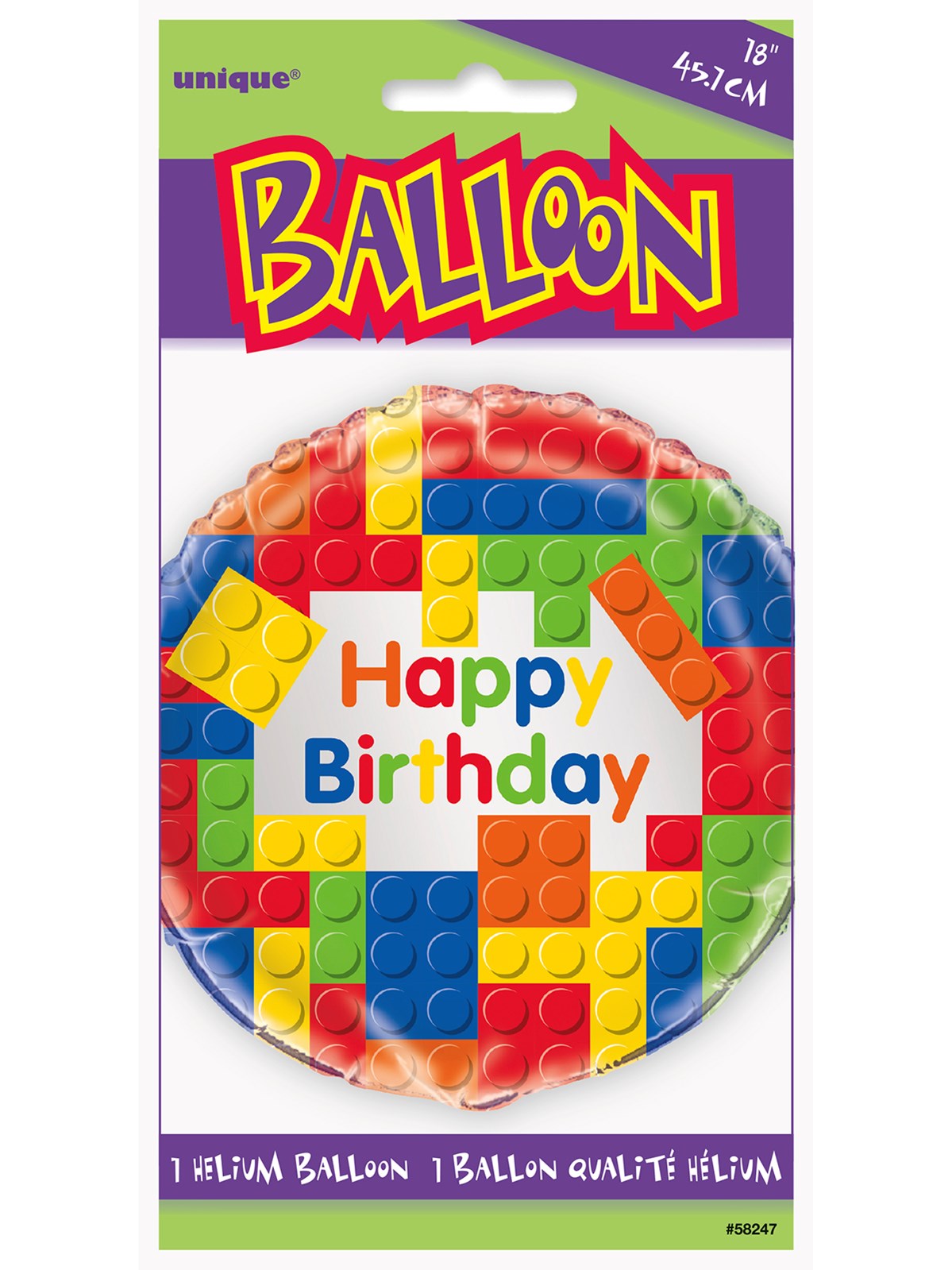 Building Blocks Happy Birthday 18-Inch Foil Balloon