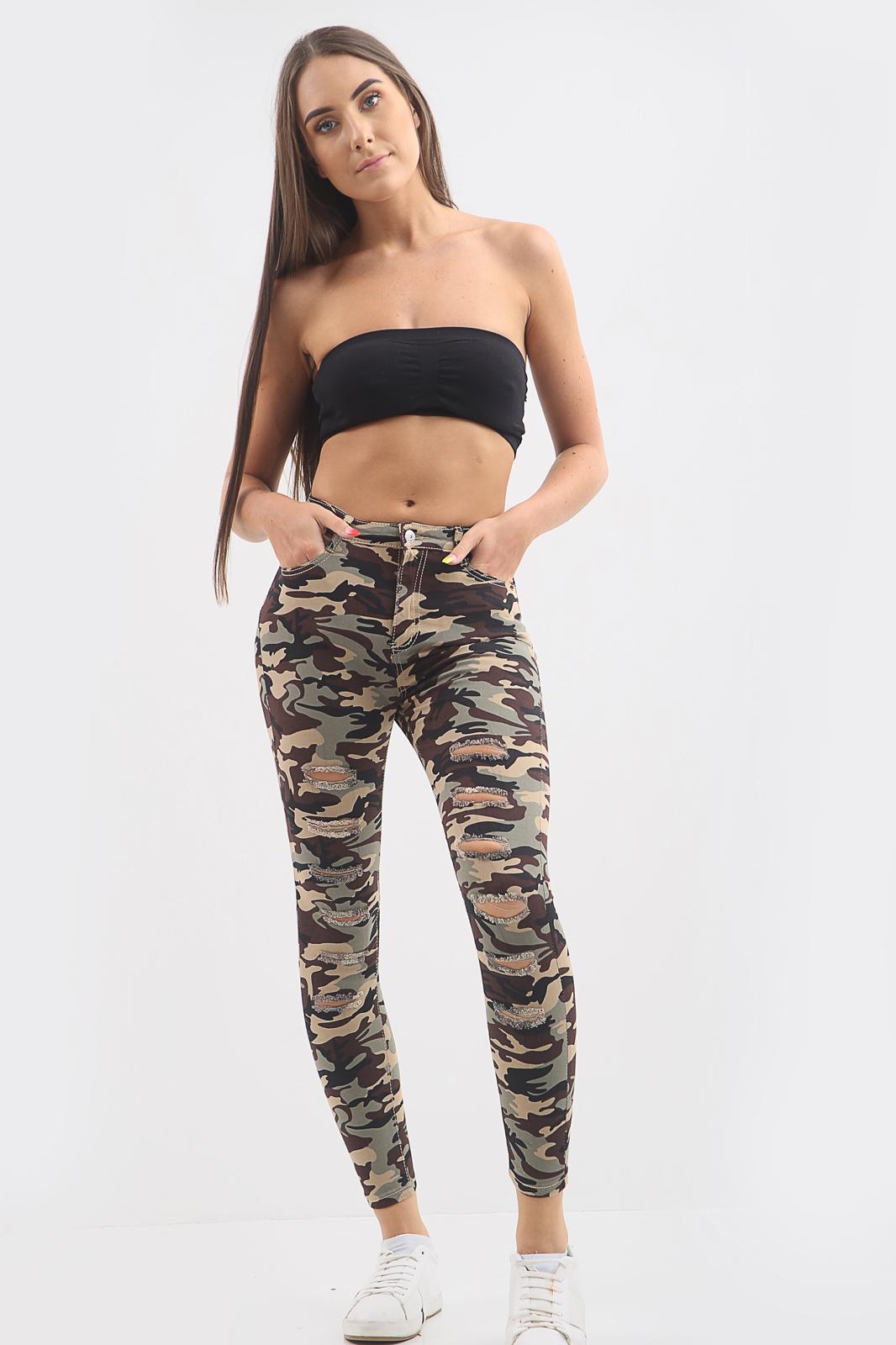 Camouflage Ladies High Waisted Jeans