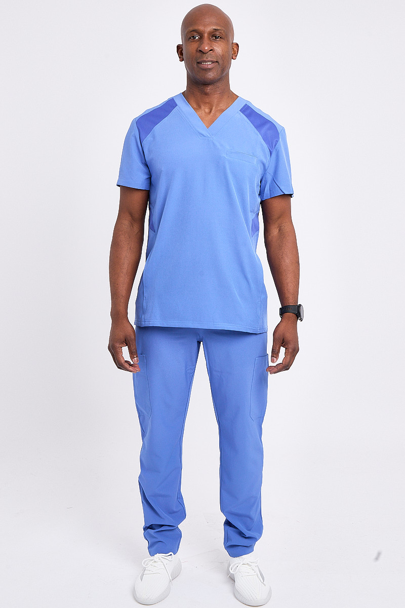  Men Ceil Blue Medical Scrub Set Uniform With Pockets