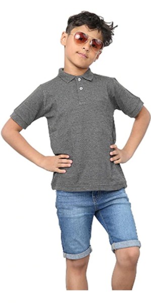 Charcoal Child Plain Polo Shirts