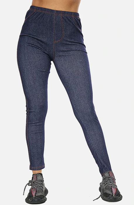 Navy Women Stretchable Denim Look Jogger