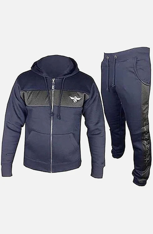 Child Plain Navy Pullover Tracksuit