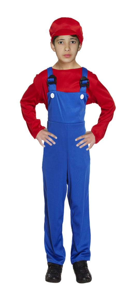 Wickedfun Boys Super Plumber Bro Red/Blue Costume