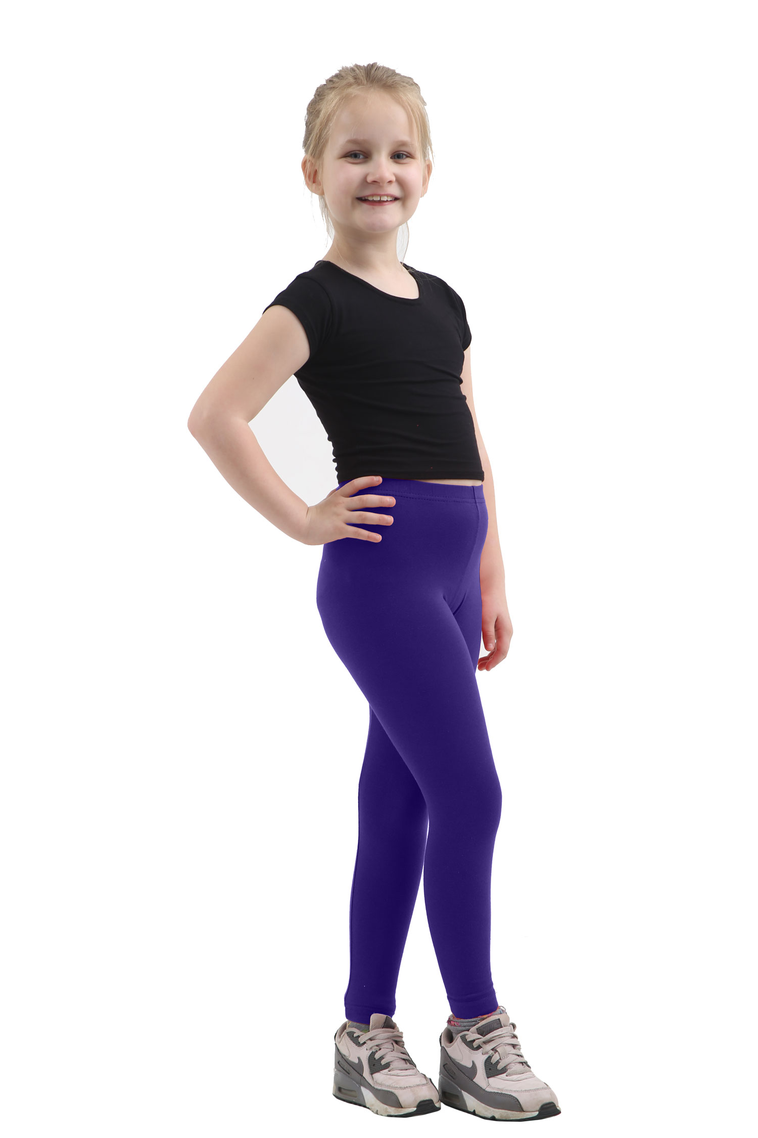 Crazy Chick Girls Navy Cotton Leggings Full Length