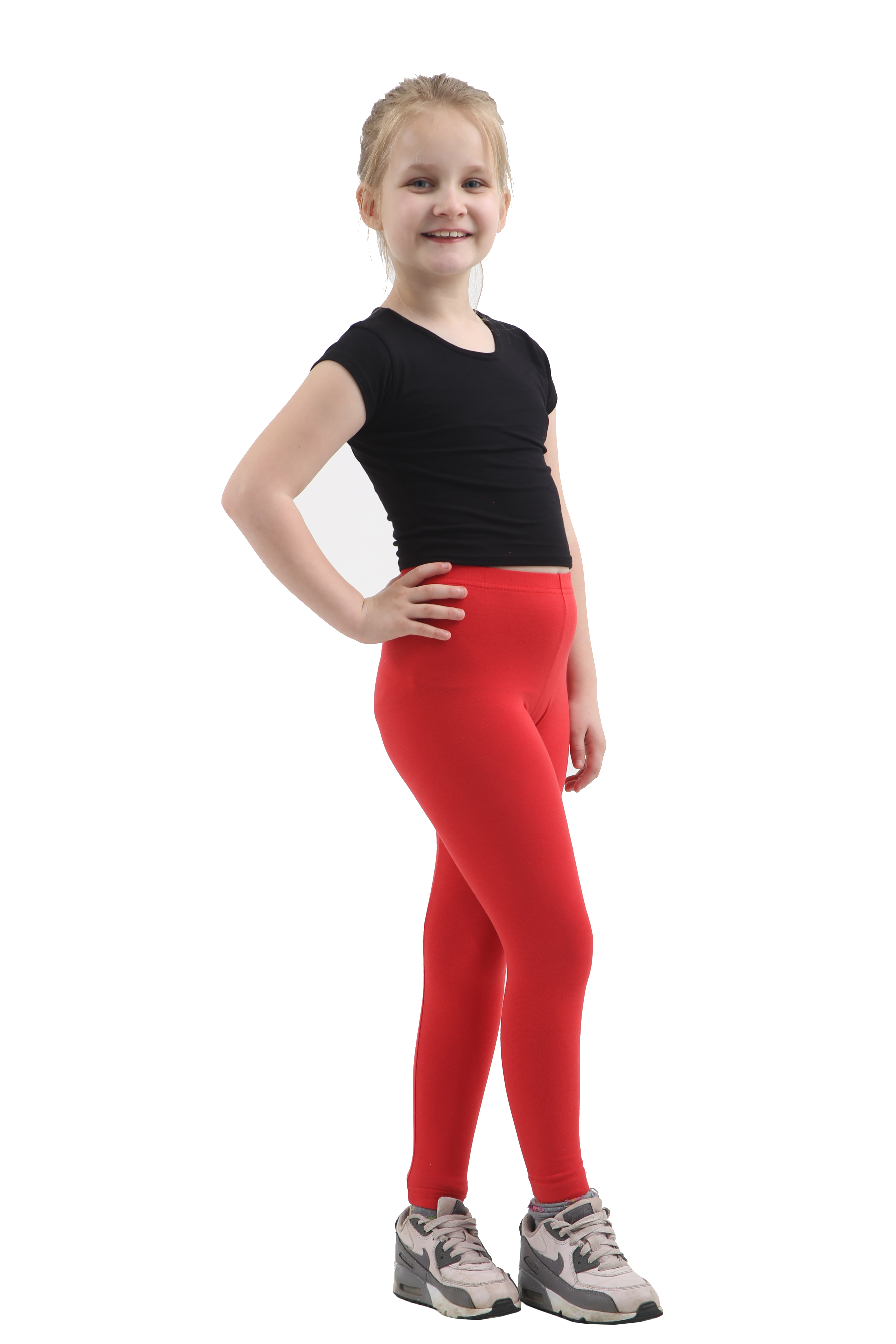 Crazy Chick Girls Red Cotton Leggings Full Length