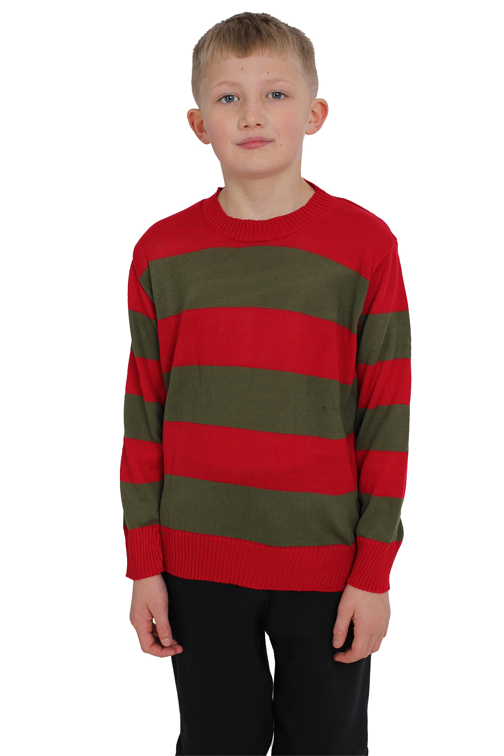 Wickedfun Nightmare Demon Children's Red and Green Stripe Knitted Jumper