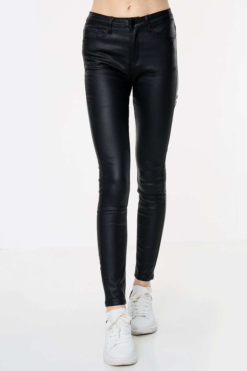 Black Coated Mid Rise Jeans