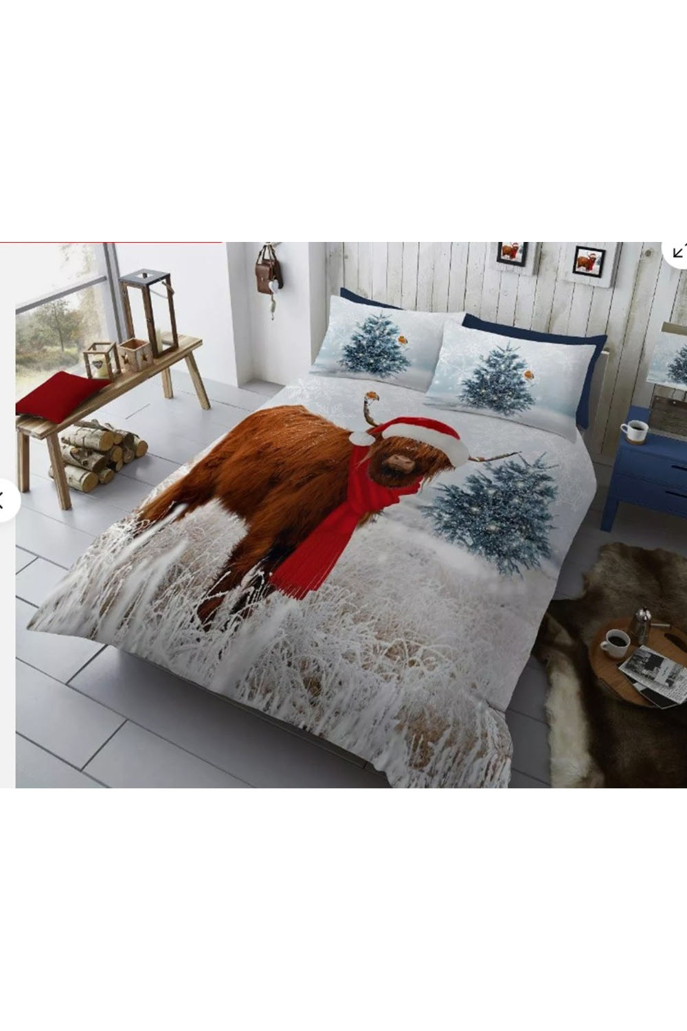 Cozy Christmas Vibes Winter Highland Cow Duvet Set