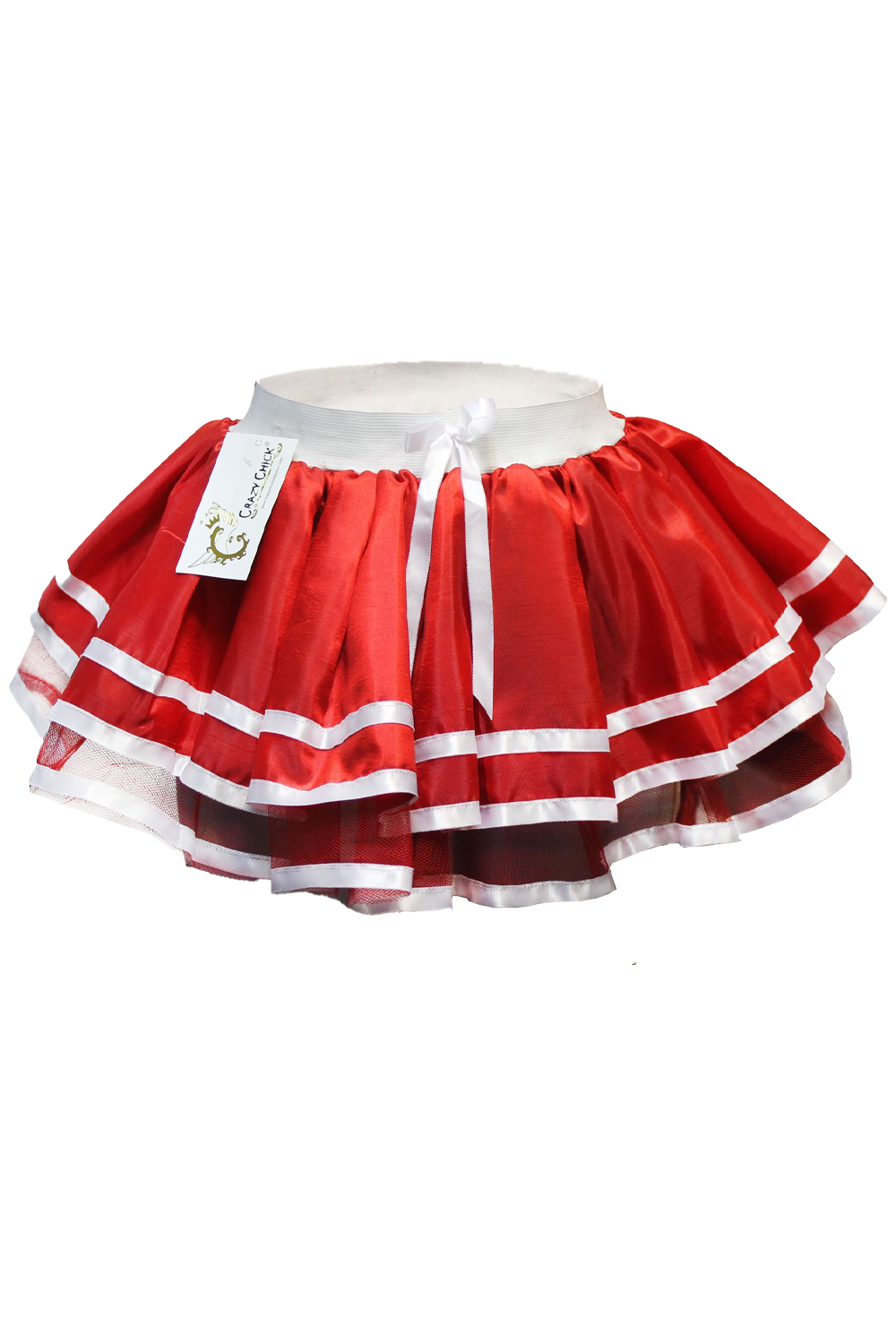Crazy Chick Adult 2 Stripe Red Satin Skirt