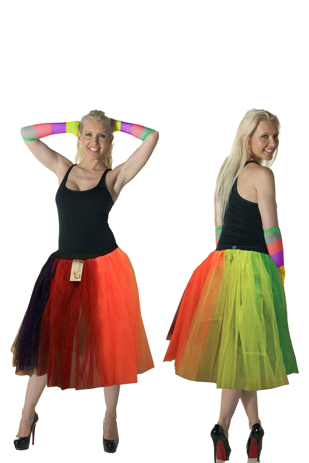 Wickedfun Adult 3 Layer Rainbow Tutu Skirt (Approximately 26 Inches Long)