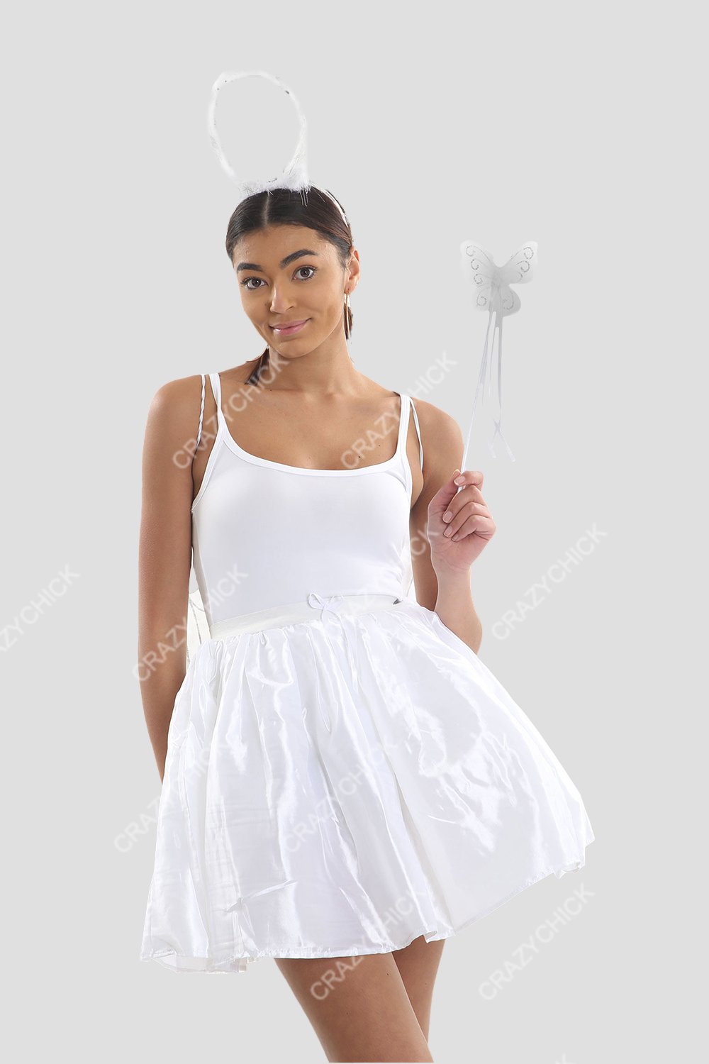Crazy Chick Adult 3 Layers White Satin Tutu Skirt (Approx 18 Inches Long)