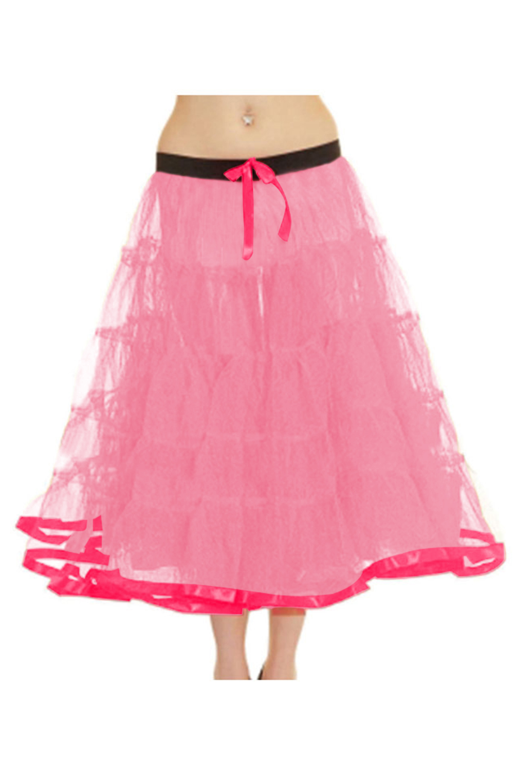 Crazy Chick Adult 5 Tier Petticoat with Ribbon Pink Tutu Skirt (Approximately 30 Inches Long)