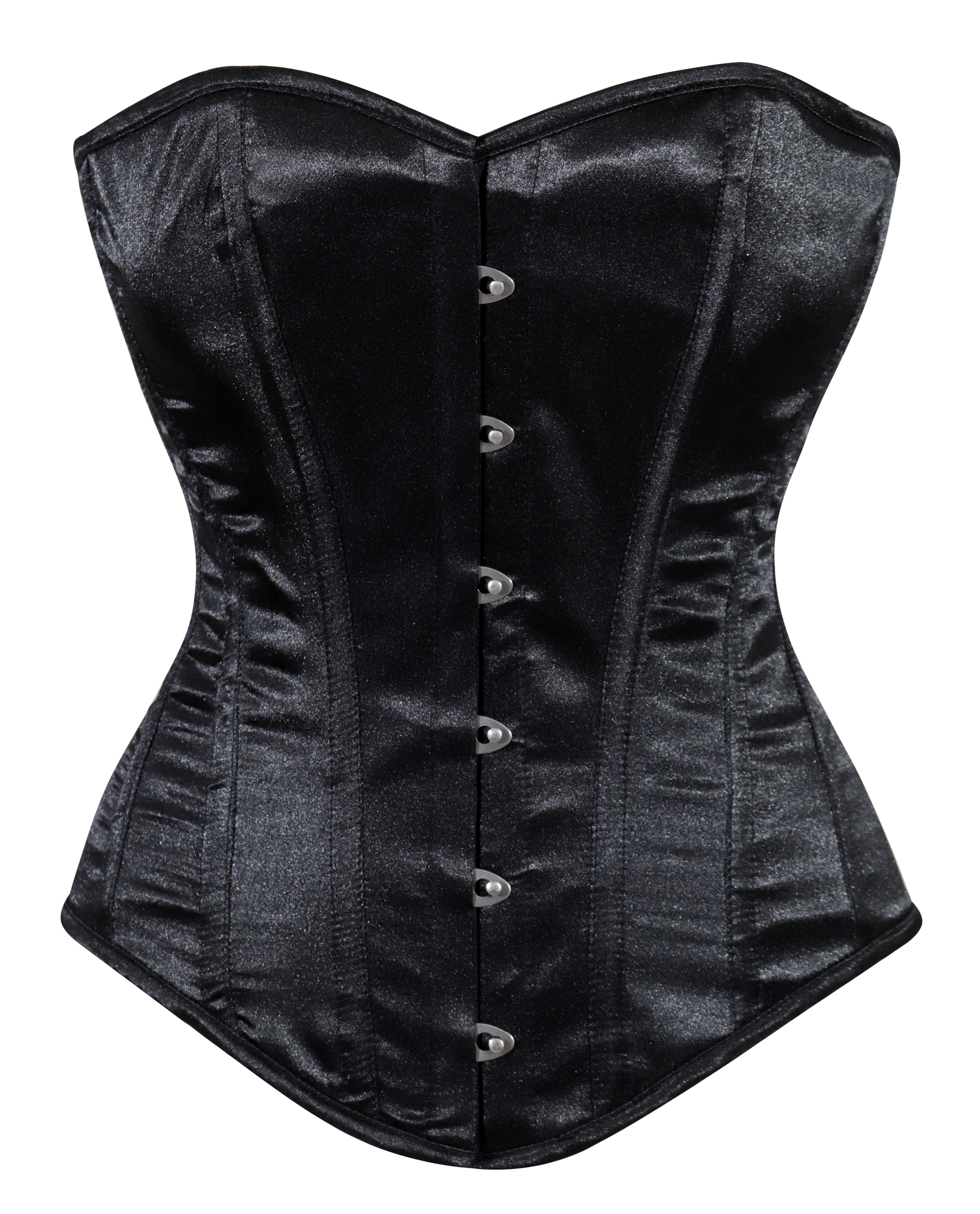 Crazy Chick Black Plain Satin Corset With Busk