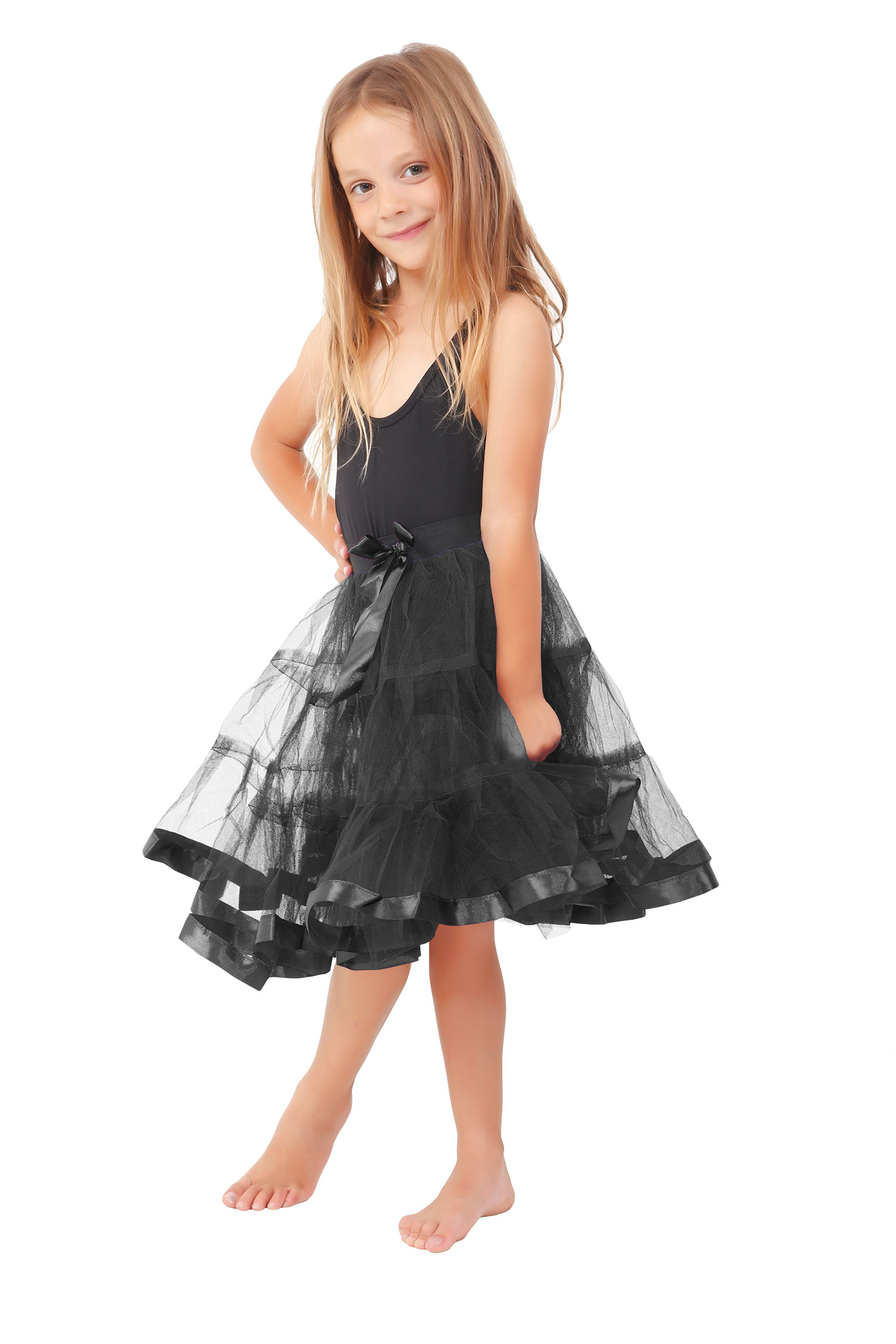 Crazy Chick Girls 2 Layers Black Petticoat Tutu Skirt (18 Inches Long)