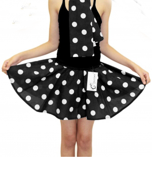 Crazy Chick Girls Black White Polka Dot Skirt 15 Inches