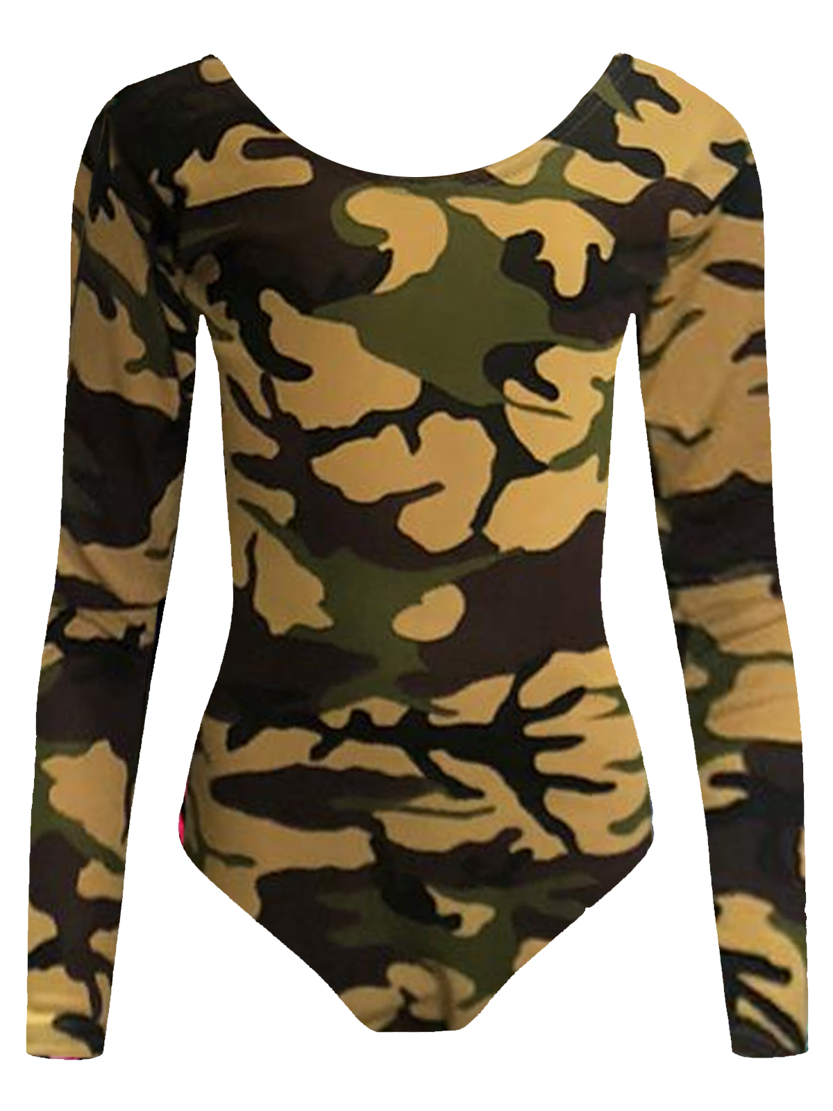 Crazy Chick Girls Microfibre Camouflage Army Full Sleeve Leotard