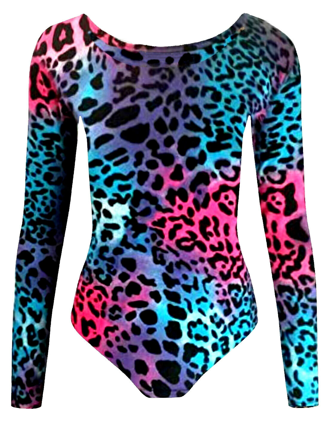 Crazy Chick Girls Leopard Print Pink /Blue Full Sleeve Leotard