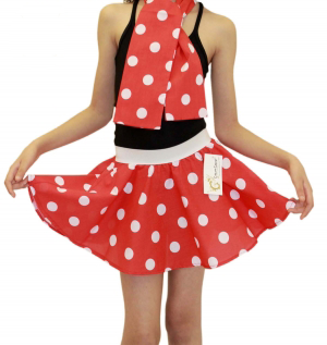 Crazy Chick Girls Red White Polka Dot Skirt 15 Inches