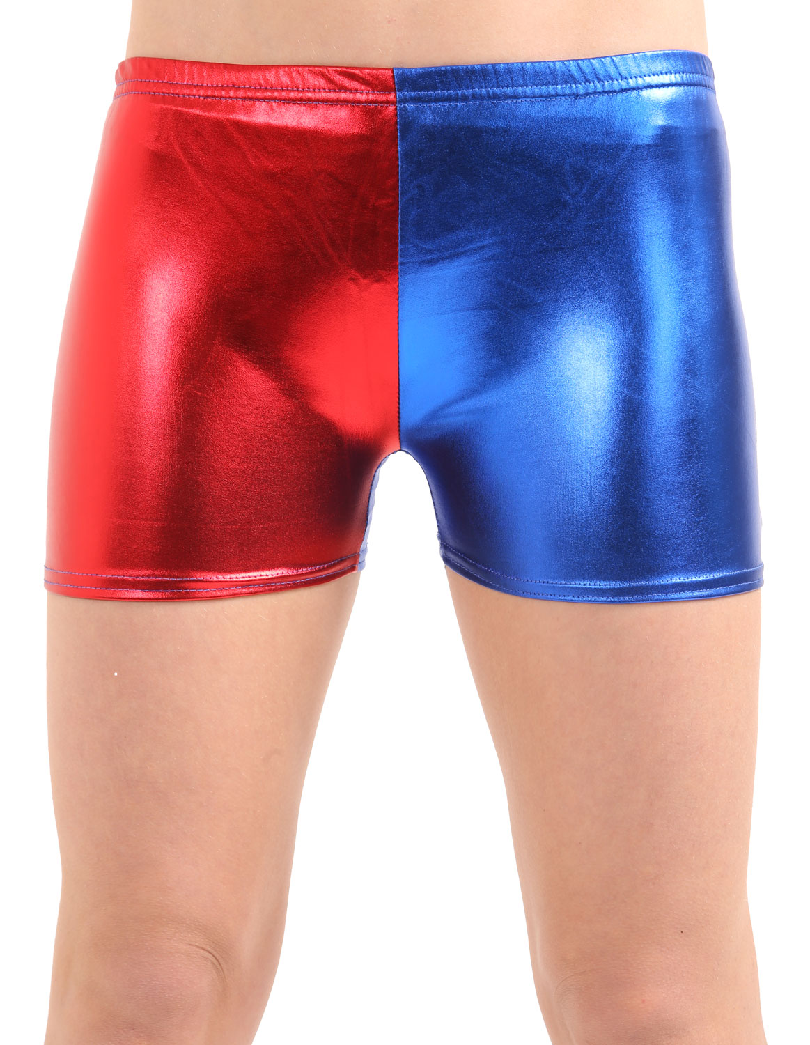 Crazy Chick Girls Shiny Metallic Red Blue Hot Pants