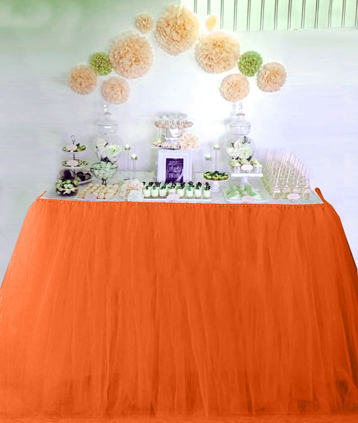 Festive Style Orange Flair Handmade Tutu Table Skirt
