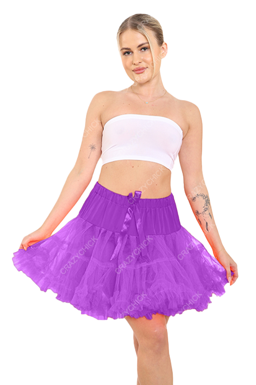 Crazy Chick Adult Purple Layered Ruffle Petticoat Tutu Skirt 