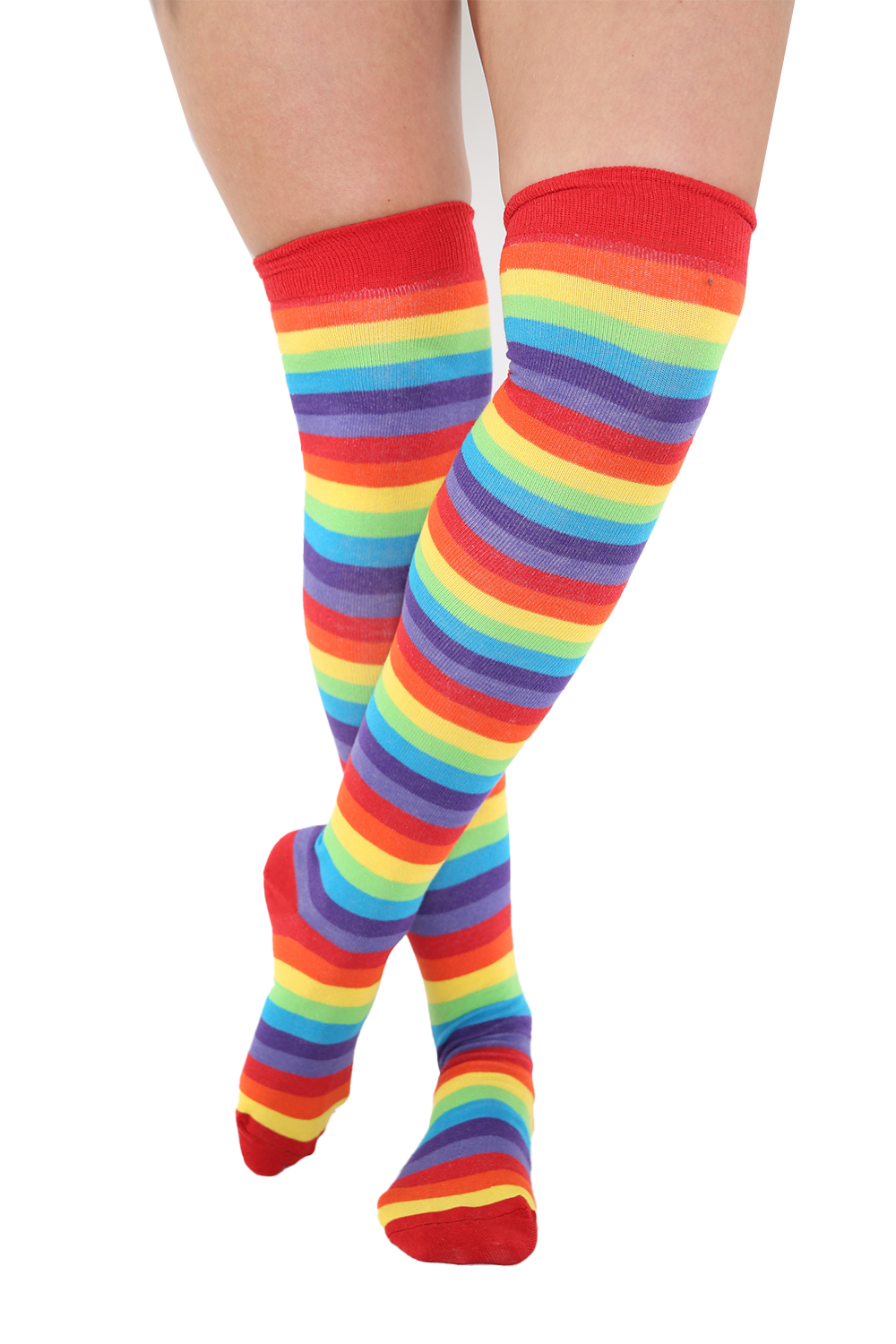 Crazy Chick Rainbow Stripe OTK Socks (12 Pairs)