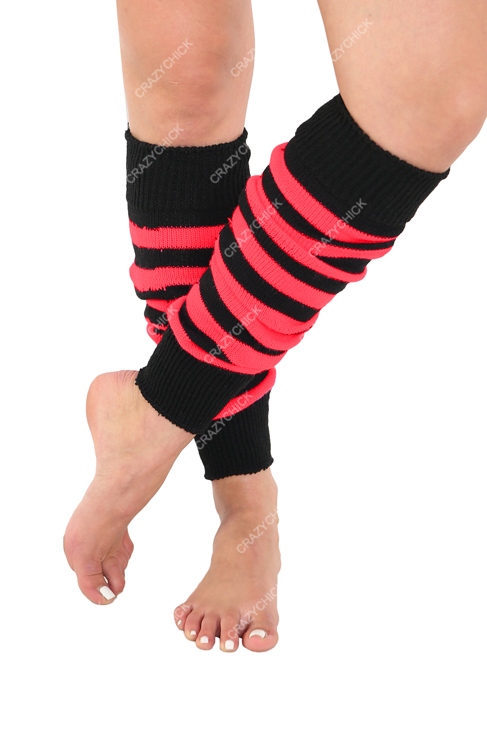 Crazy Chick Red Black Stripe Legwarmers (pack of 12)