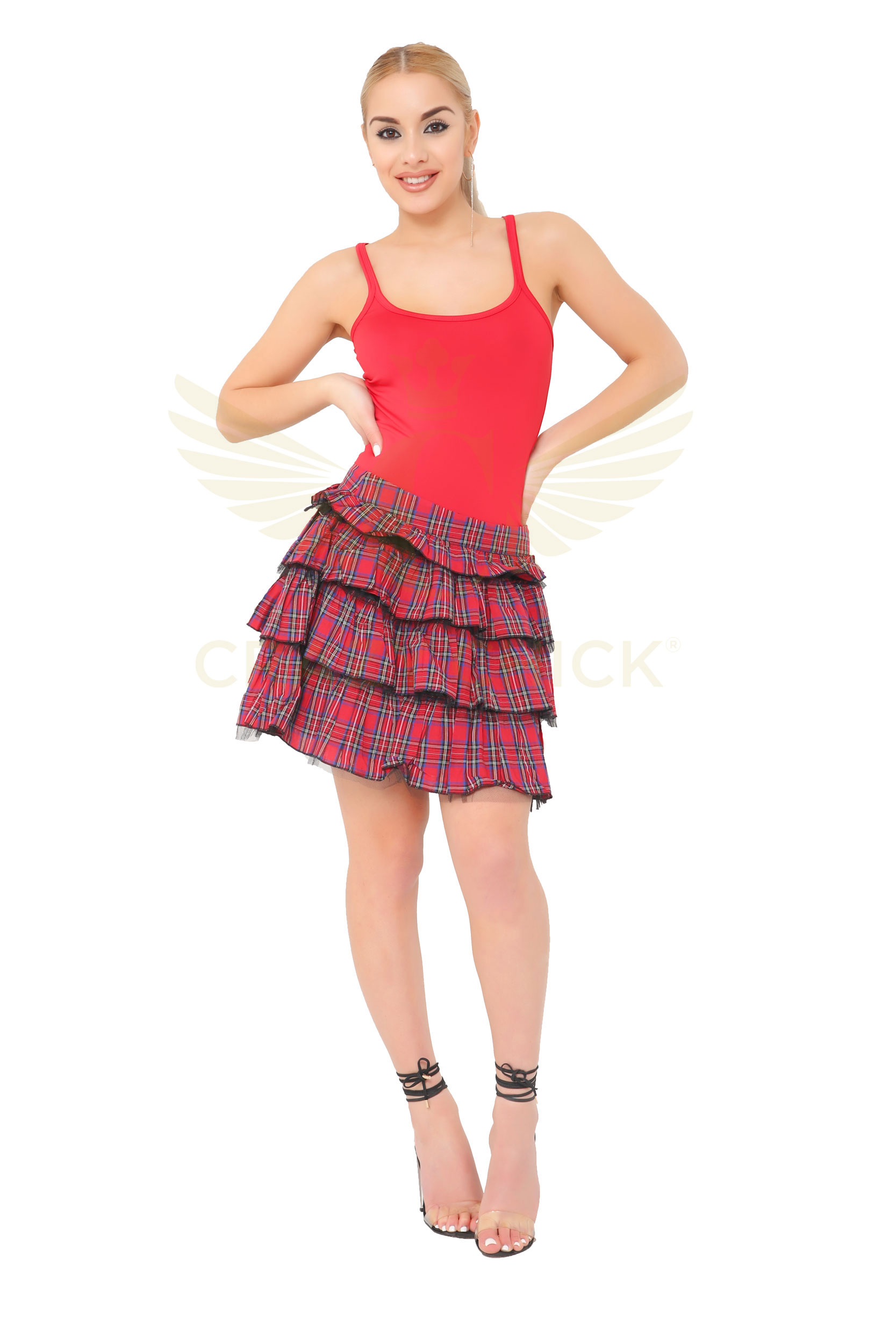 Crazy Chick Adult Red Tartan Skirt 7921