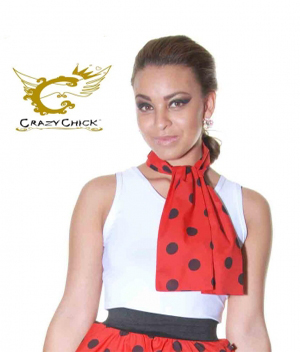 Crazy Chick Red Black Polka Dot Scarf