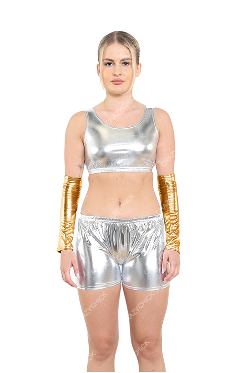 Crazy Chick Adult Shiny Metallic Gold Arm Warmer