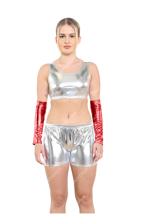Crazy Chick Adult Shiny Metallic Red Arm Warmer