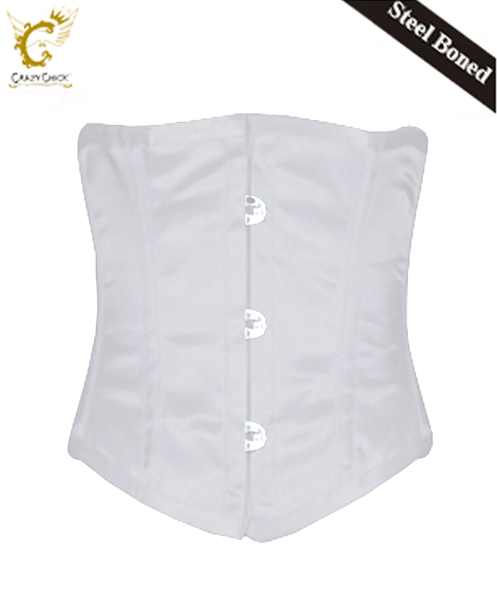 Crazy Chick White Steel Bone Waist Cincher
