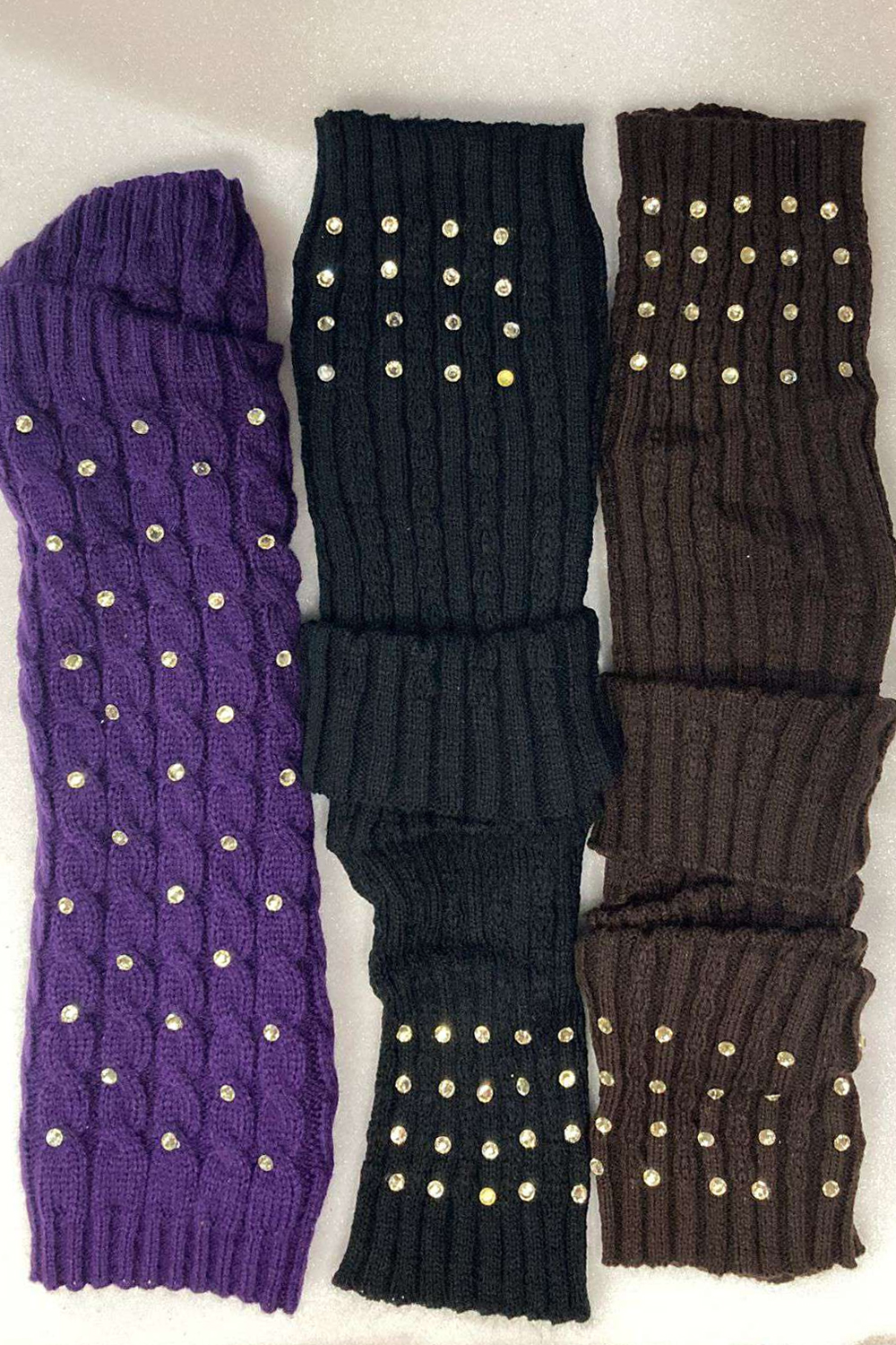 Crazy Chick Womens Knit Leg Warmer With Studded Detailing