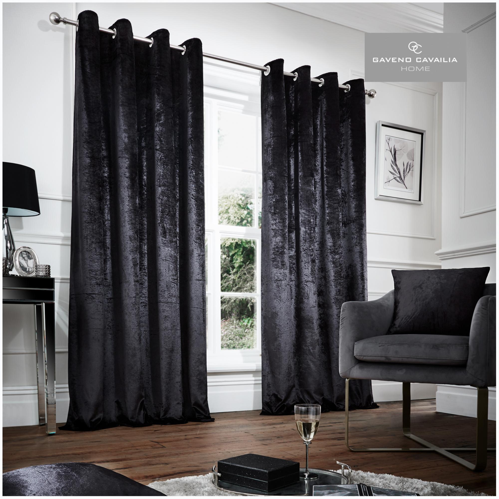 CRUSHED VELVET CURTAIN 66X72 BLACK