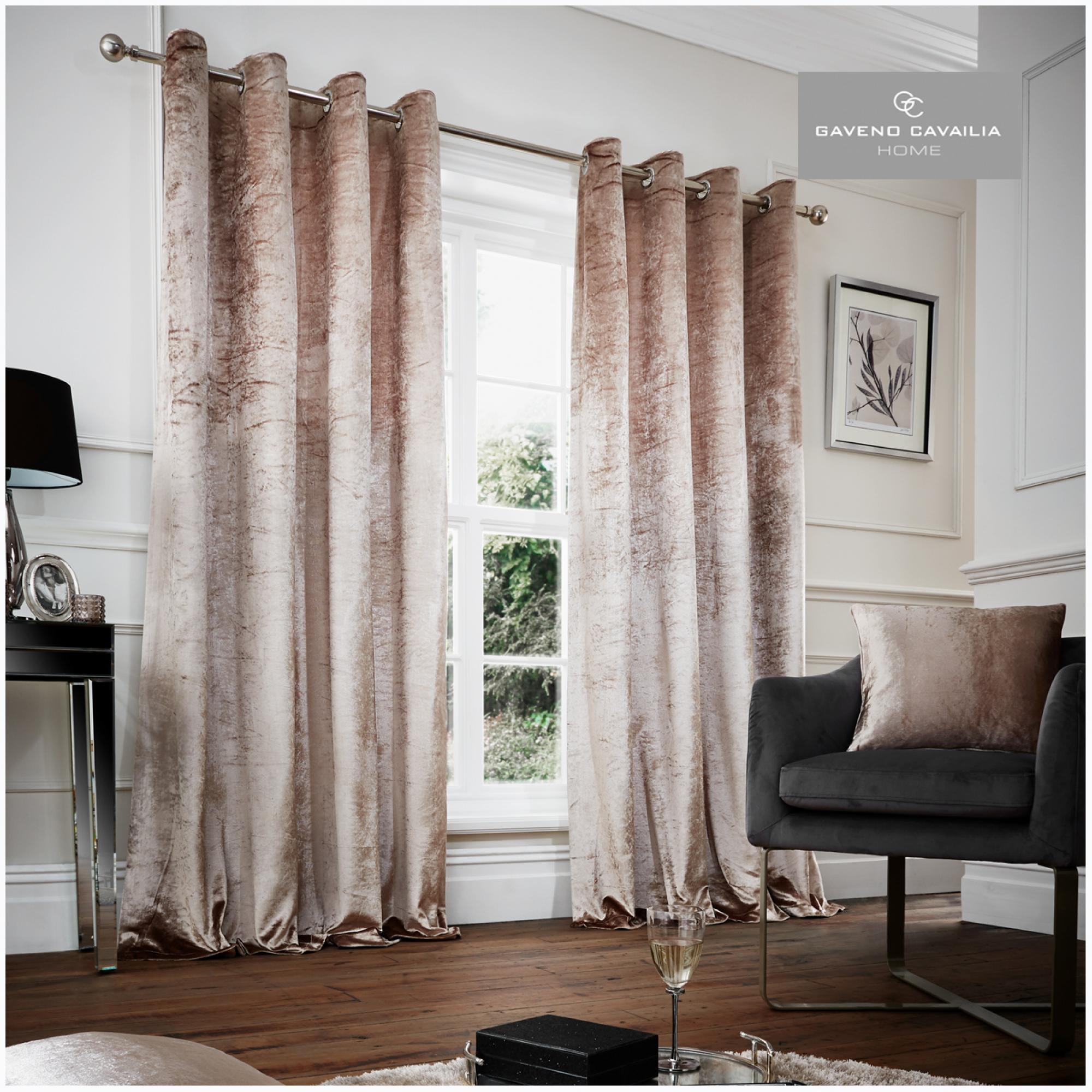 CRUSHED VELVET CURTAIN 66X72 CHAMPAGNE