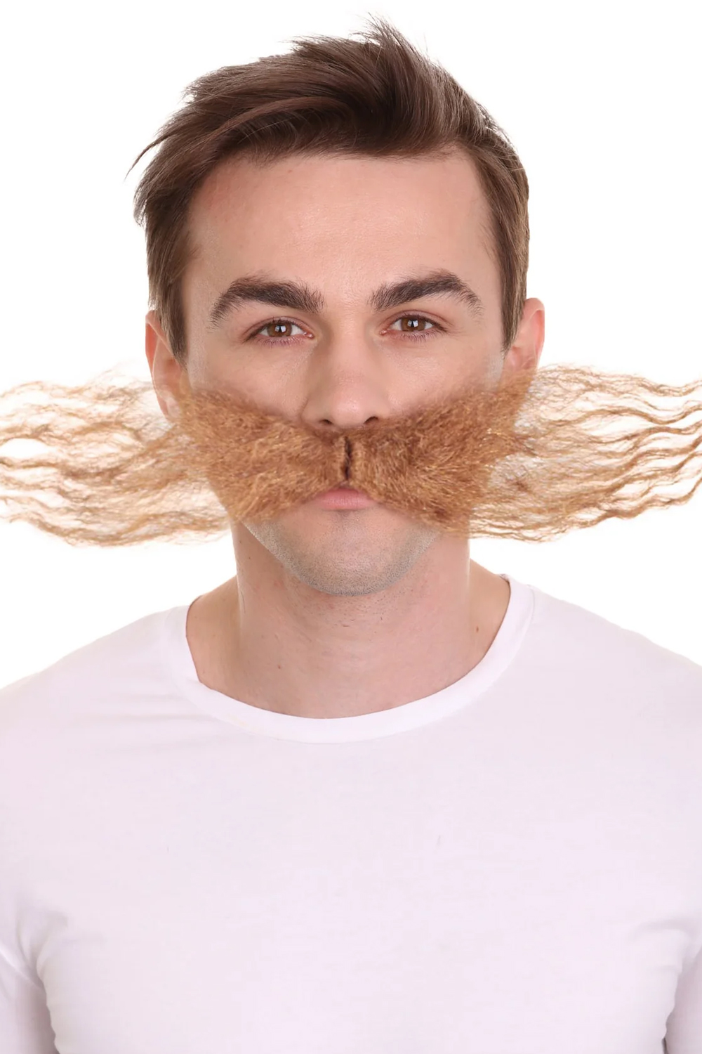 Curly Mustache Inventor Wig