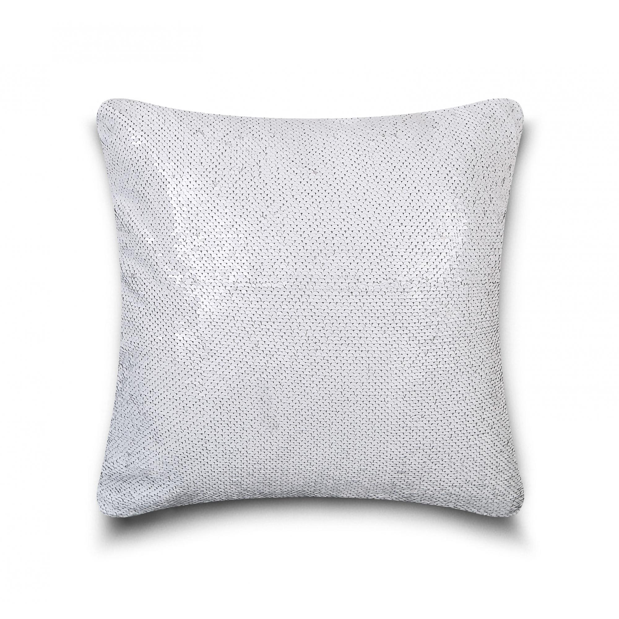 CUSHION COVER LONA SEQUIN 43x43 WHITE SILVER