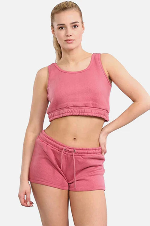 Dusty pink  Women Crop Top & Short Summer Set