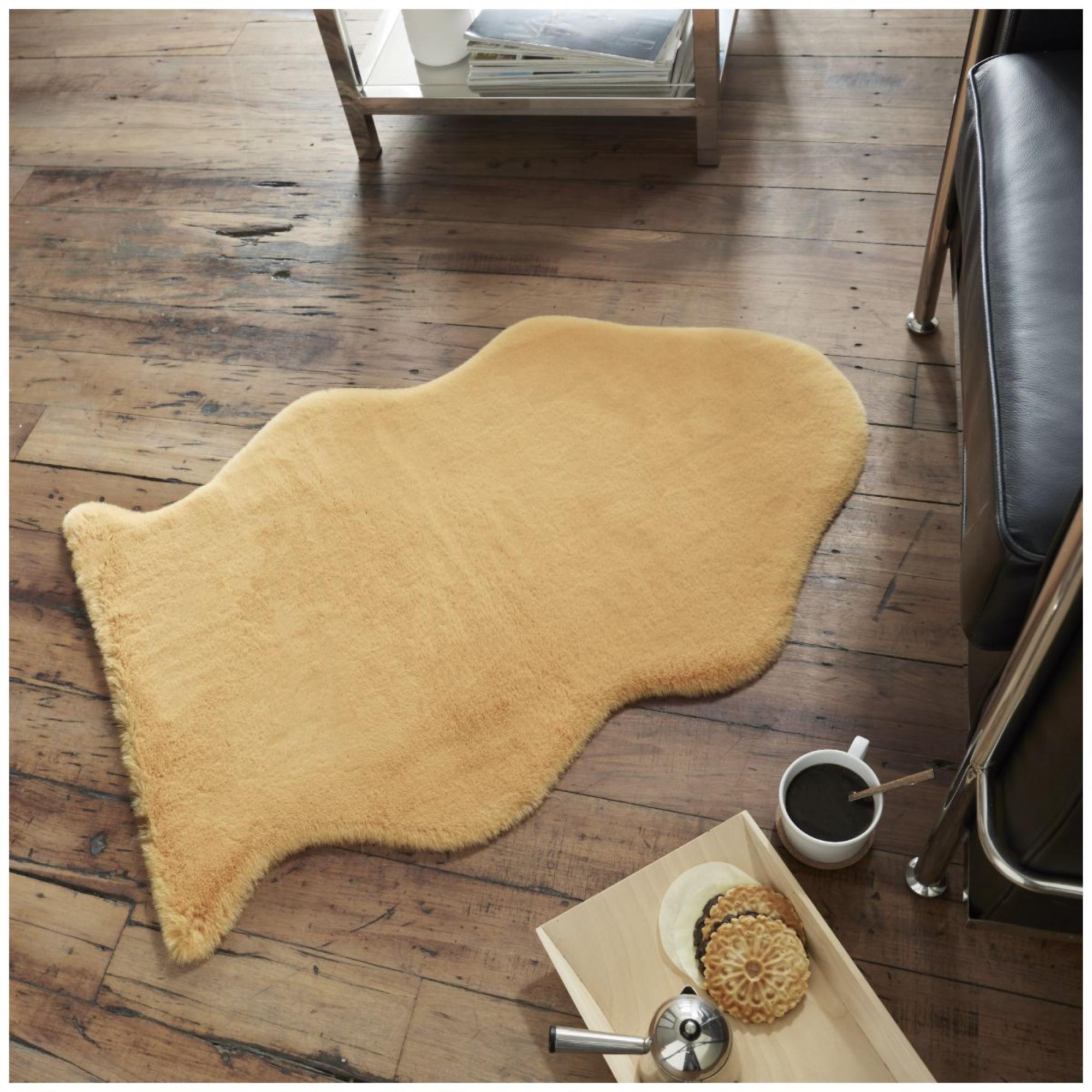 FAUX FUR RABBIT RUG 60X90 OCHRE 9608