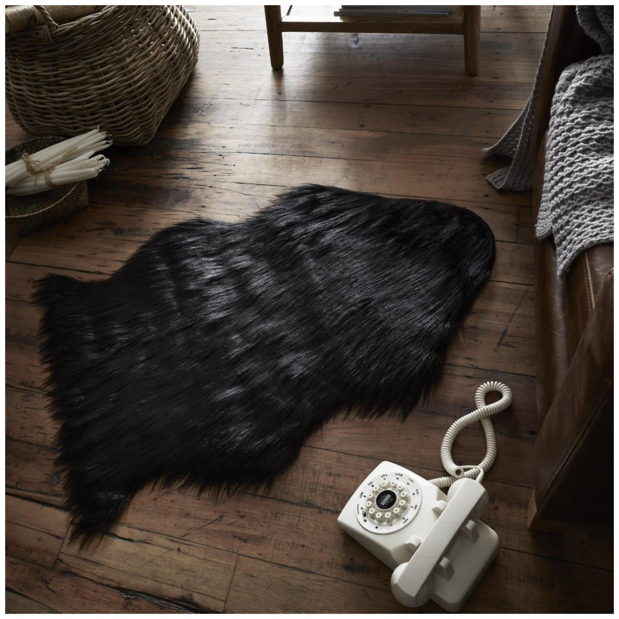 FAUX FUR SHEEP RUG 60X90 BLACK 6437